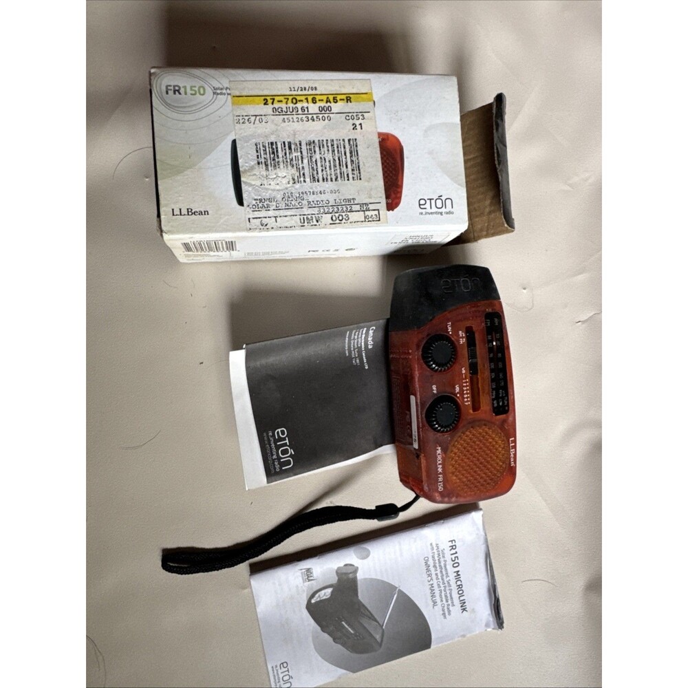 Eton L.L. Bean Microlink FR150 Emergency Radio Solar Hand Crank Flashlight Orang